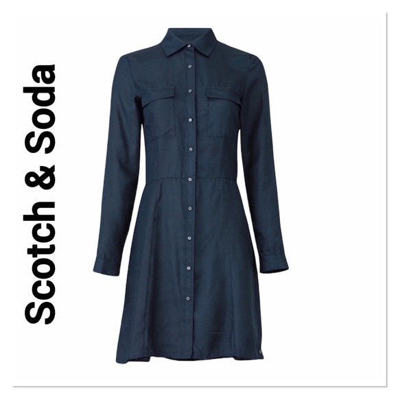 Scotch & Soda Dresses & Skirts - SCOTCH & SODA Navy Blue Long Sleeve Shirt Dress size Small
